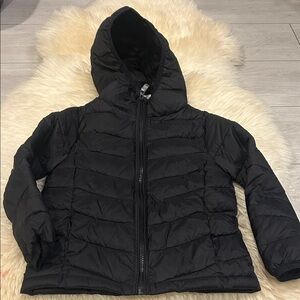 Black Puffer Hooded Zipper Jacket for Kids